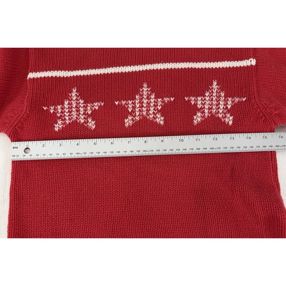 Vintage Gymboree Star Nautical Christmas Holiday Sweater Red Knit Kids Size L
